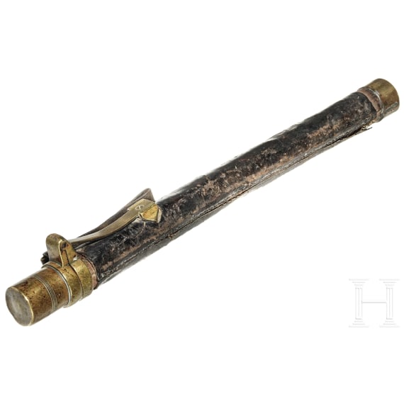Fl&ouml;tenk&ouml;cher mit milit&auml;rischer Stempelung, um 1850