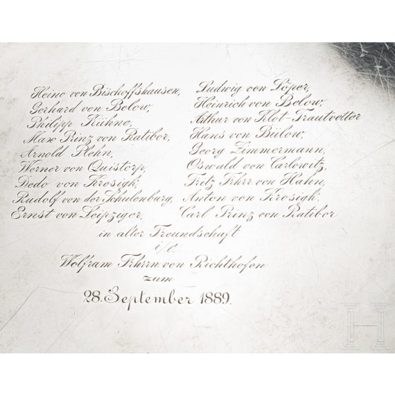Silberne Geschenkplatte des G&ouml;ttingen-Corps Saxonia