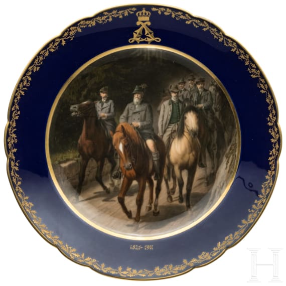 Prinzregent Luitpold (1821 - 1912) - jagdlicher Serviceteller der K&ouml;niglich-Bayerischen Hof-Porzellanmalerei Thallmaier
