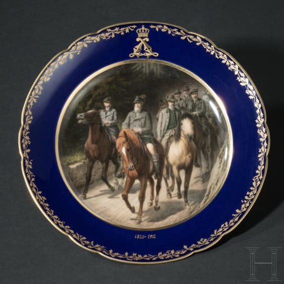 Prinzregent Luitpold (1821 - 1912) - jagdlicher Serviceteller der K&ouml;niglich-Bayerischen Hof-Porzellanmalerei Thallmaier