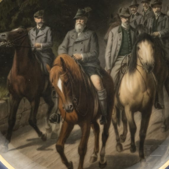 Prinzregent Luitpold (1821 - 1912) - jagdlicher Serviceteller der K&ouml;niglich-Bayerischen Hof-Porzellanmalerei Thallmaier