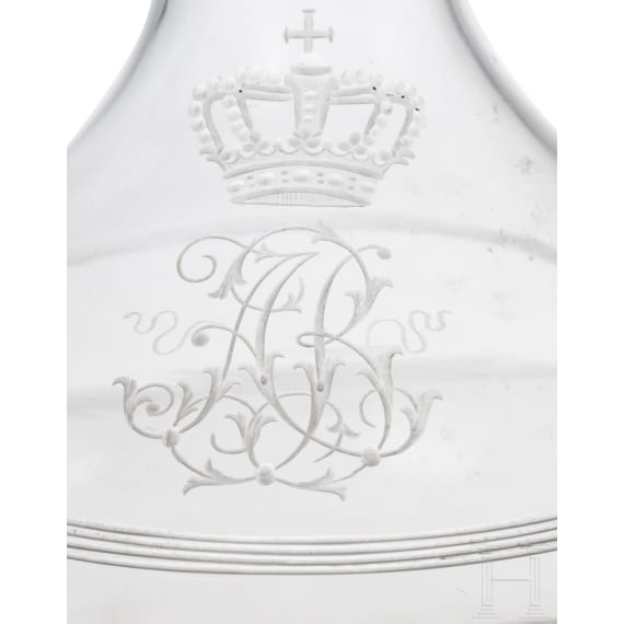 Prinz und Prinzessin Alfons von Bayern (1862 - 1933) - zwei Rotwein- und eine Portwein-Karaffe