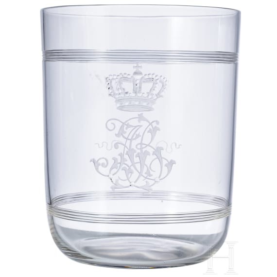 Prinz und Prinzessin Alfons von Bayern (1862 - 1933) - neun Wassergl&auml;ser