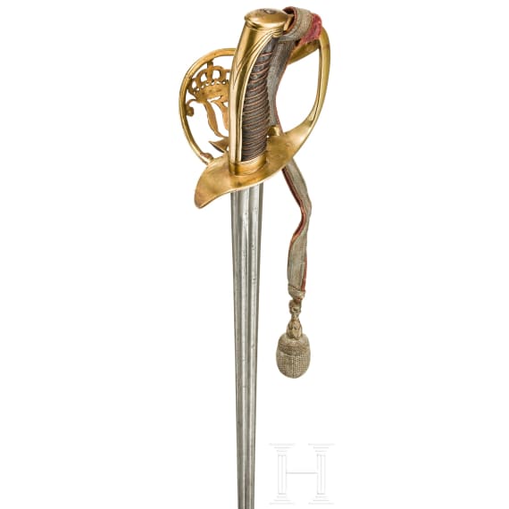 Pallasch M 1825 für Offiziere der Kürassiere als Geschenk-Anfertigung für Ludwig Freiherr von Würtzburg, datiert 1868