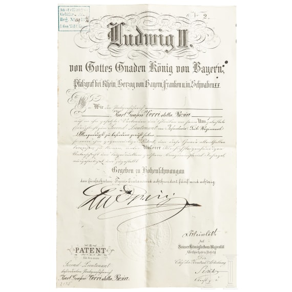 Carl Graf Verri della Bosia (1865 - 1911) - Verleihungsurkunden und Patente