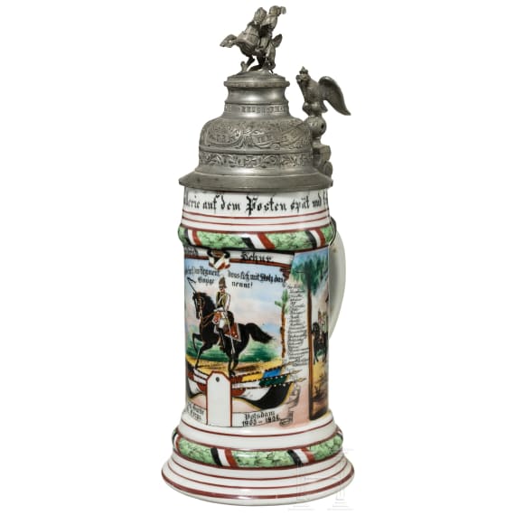 Reservisten-/Geschenkkrug eines Reiters im Regiment Garde du Corps