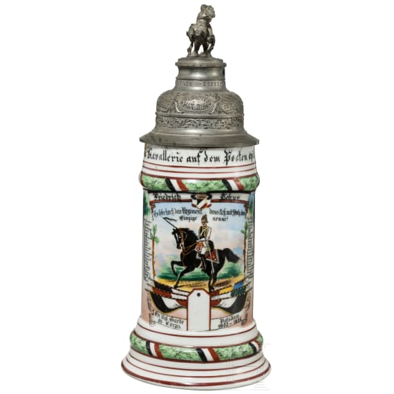Reservisten-/Geschenkkrug eines Reiters im Regiment Garde du Corps