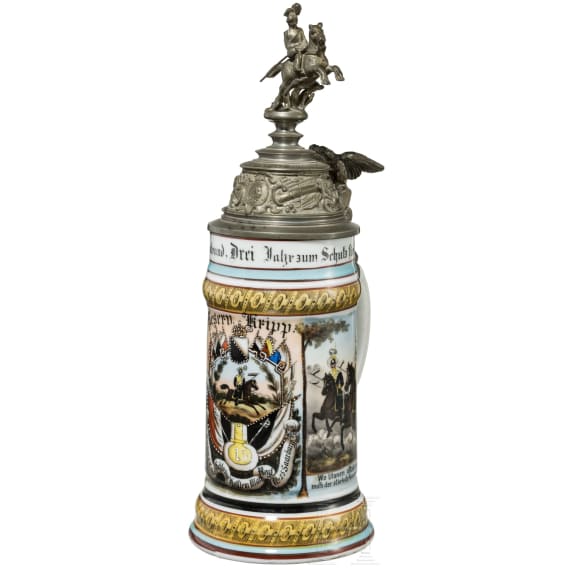 Reservisten-/Geschenkkrug eines Reiters im 15. Ulanen-Regiment