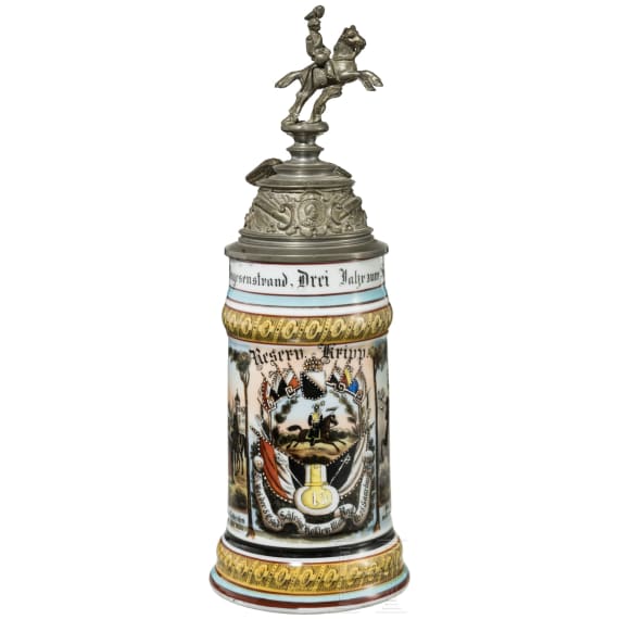 Reservisten-/Geschenkkrug eines Reiters im 15. Ulanen-Regiment