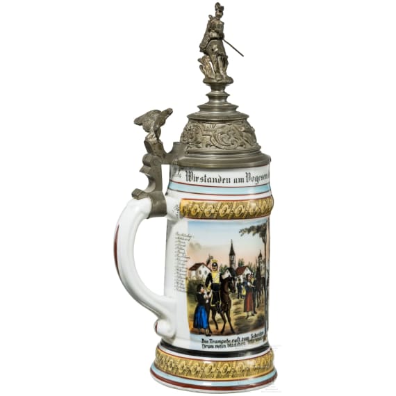 Reservisten-/Geschenkkrug eines Reiters im 15. Ulanen-Regiment