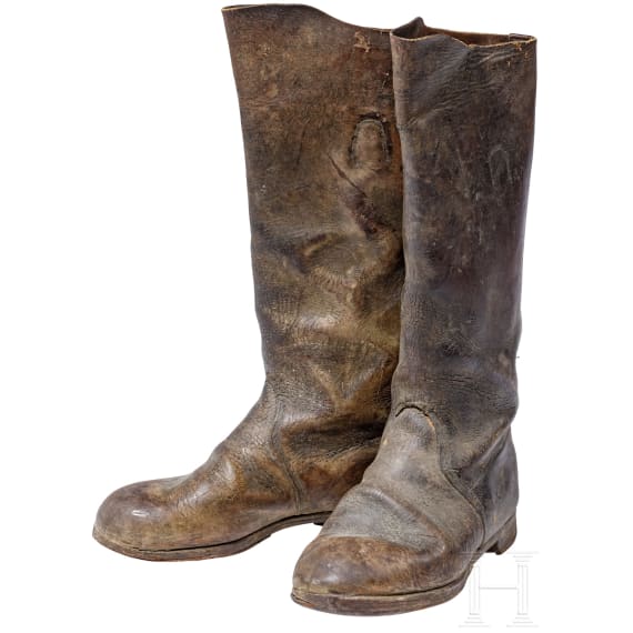 Ein Paar milit&auml;rische Lederstiefel, um 1915