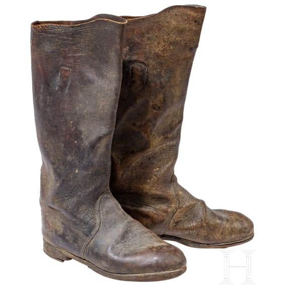 Ein Paar milit&auml;rische Lederstiefel, um 1915