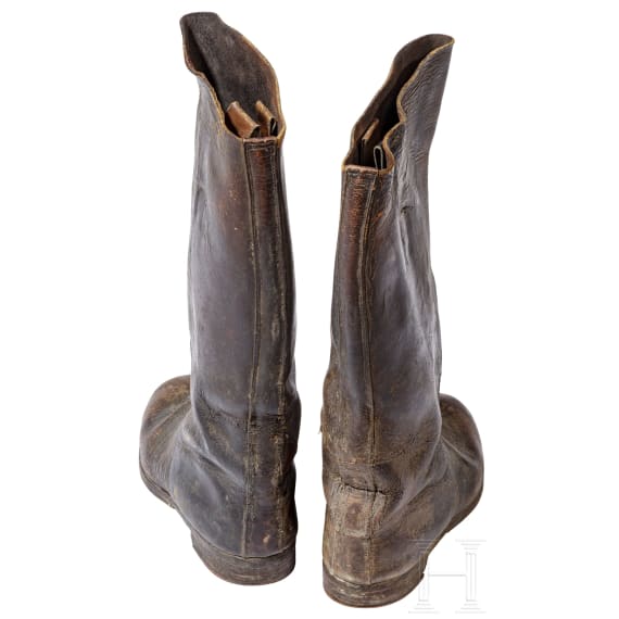Ein Paar milit&auml;rische Lederstiefel, um 1915