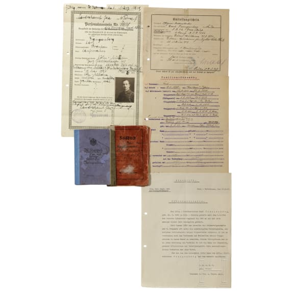 Kasse "Feldzug - Flandern" und Dokumente des Besitzers