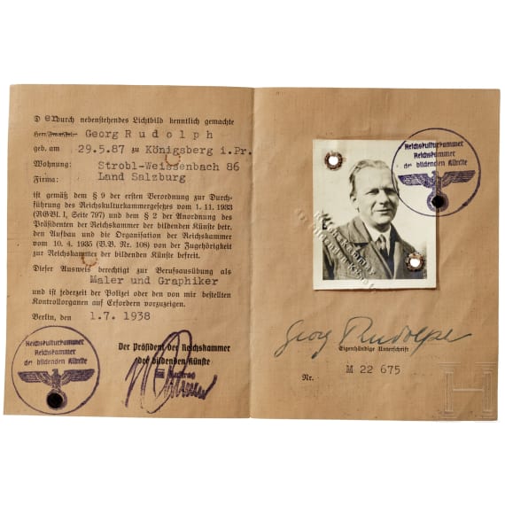 Georg Rudolph - Sammlung 31 Originalaquarelle und -zeichnungen aus dem 1. Weltkrieg sowie Ausweis