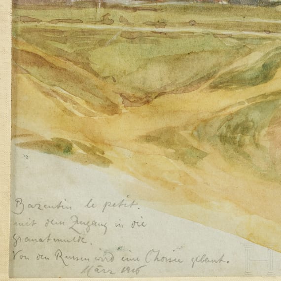 Georg Rudolph - Sammlung 31 Originalaquarelle und -zeichnungen aus dem 1. Weltkrieg sowie Ausweis