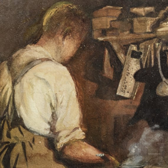 Georg Rudolph - Sammlung 31 Originalaquarelle und -zeichnungen aus dem 1. Weltkrieg sowie Ausweis
