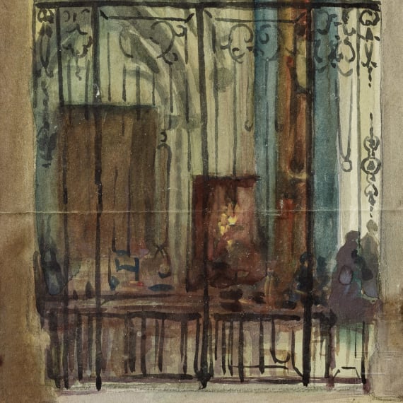 Georg Rudolph - Sammlung 31 Originalaquarelle und -zeichnungen aus dem 1. Weltkrieg sowie Ausweis