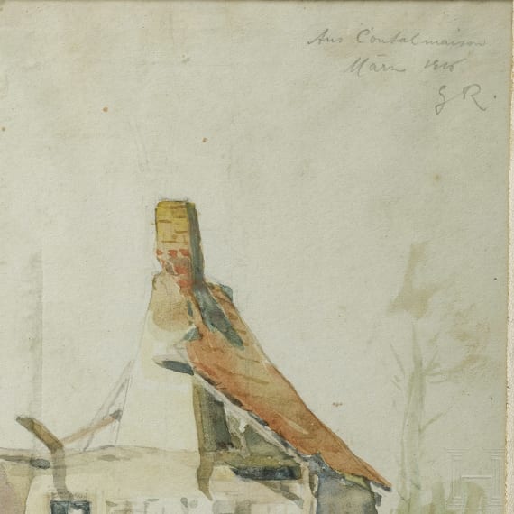 Georg Rudolph - Sammlung 31 Originalaquarelle und -zeichnungen aus dem 1. Weltkrieg sowie Ausweis