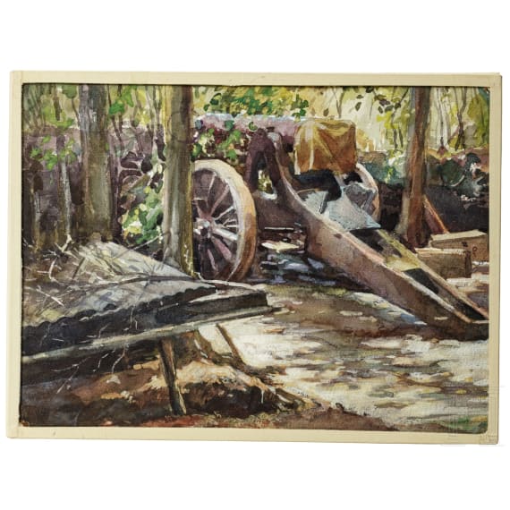 Georg Rudolph - Sammlung 31 Originalaquarelle und -zeichnungen aus dem 1. Weltkrieg sowie Ausweis