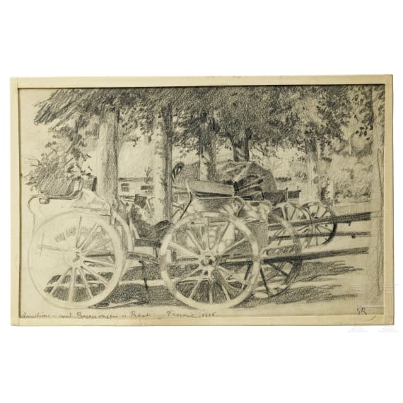 Georg Rudolph - Sammlung 31 Originalaquarelle und -zeichnungen aus dem 1. Weltkrieg sowie Ausweis