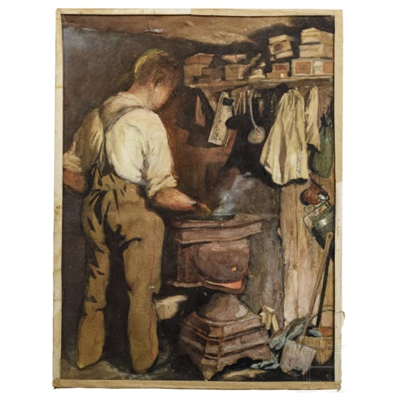 Georg Rudolph - Sammlung 31 Originalaquarelle und -zeichnungen aus dem 1. Weltkrieg sowie Ausweis