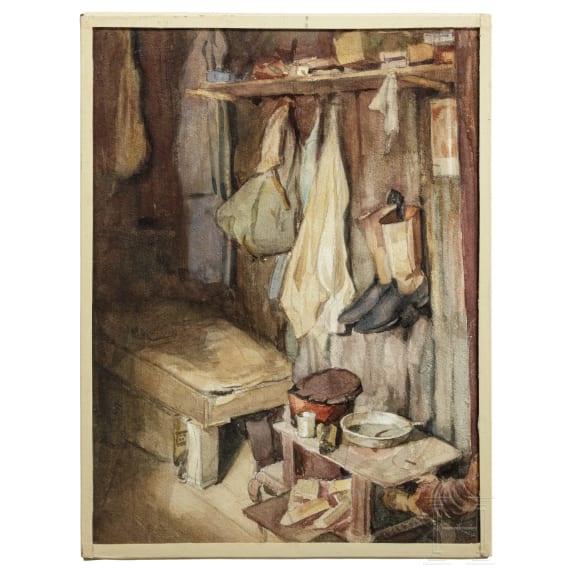 Georg Rudolph - Sammlung 31 Originalaquarelle und -zeichnungen aus dem 1. Weltkrieg sowie Ausweis
