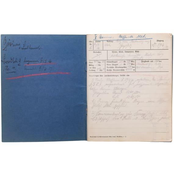 Leutnant Hermann G&ouml;ring - Flugbuch IV als Flugzeugf&uuml;hrer vom 6.9.1916 bis zum 9.6.1917