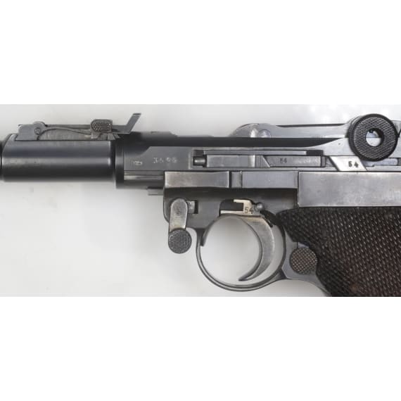 An Artillery Luger by Mauser, 1936, with shoulder stock and holster, Lithuanian contract