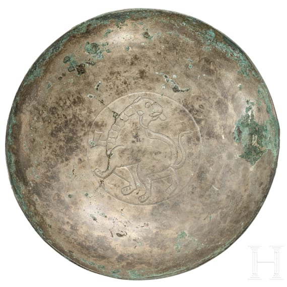 Silberschale mit Panther, spätsasanidisch, 5. – 7. Jhdt. n. Chr.