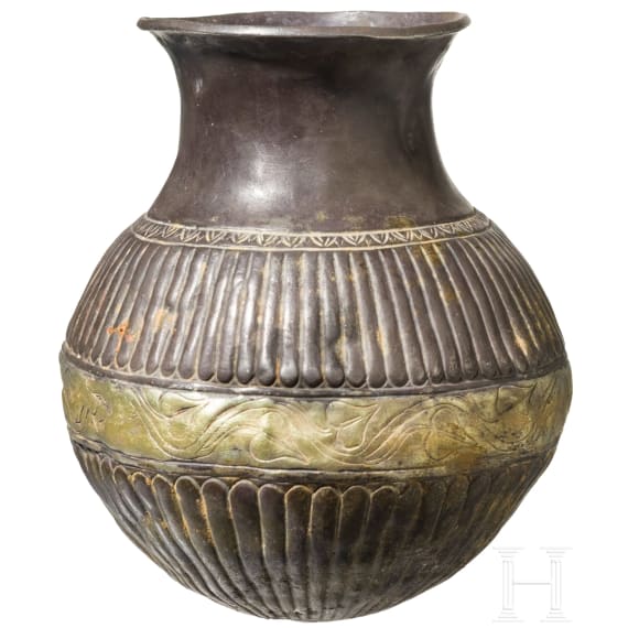 A Greek silver vessel with chased and incised decoration, 4th century B.C.