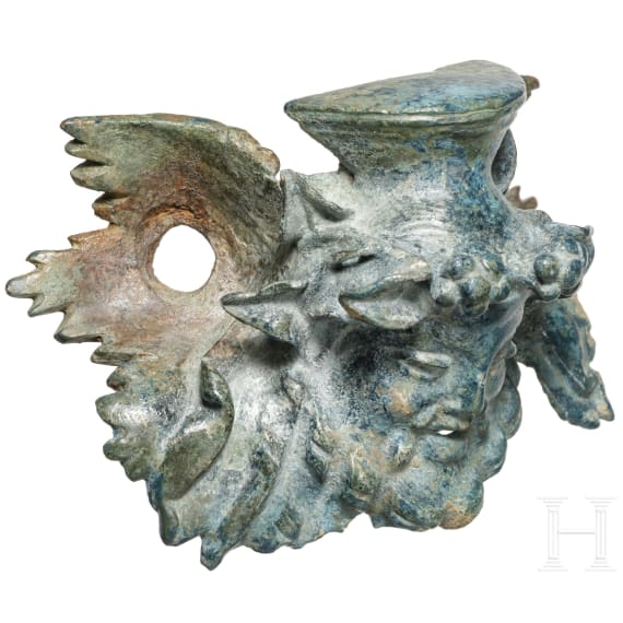 Möbelbeschlag mit dem Haupt des Bacchus, römisch, 1. - 2. Jhdt.