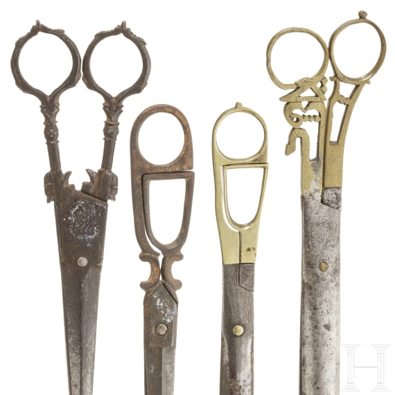 Four Ottoman/Persian pairs of calligraphy scissors, 19th century