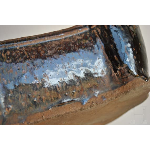 A rare russet-splashed and black-glazed pillow, probably northern Song/Jin Dynasty (960 - 1234)