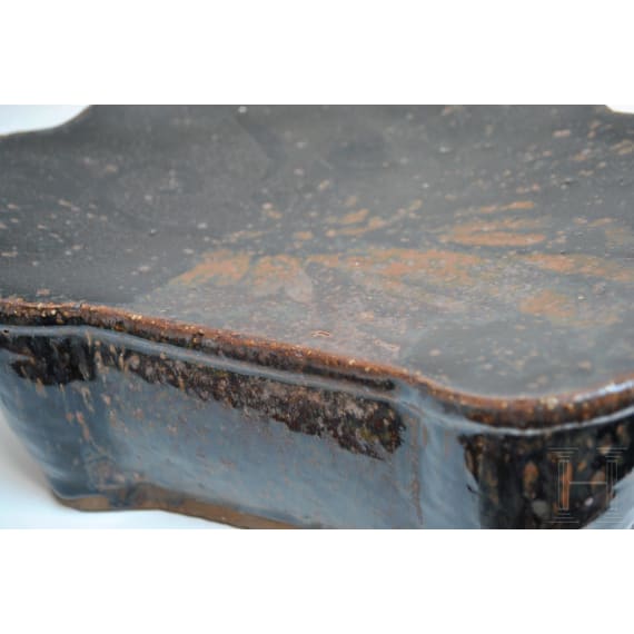 A rare russet-splashed and black-glazed pillow, probably northern Song/Jin Dynasty (960 - 1234)