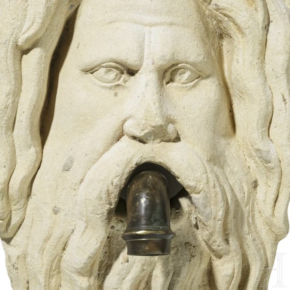 Brunnenmaske aus Sandstein, deutsch, um 1700
