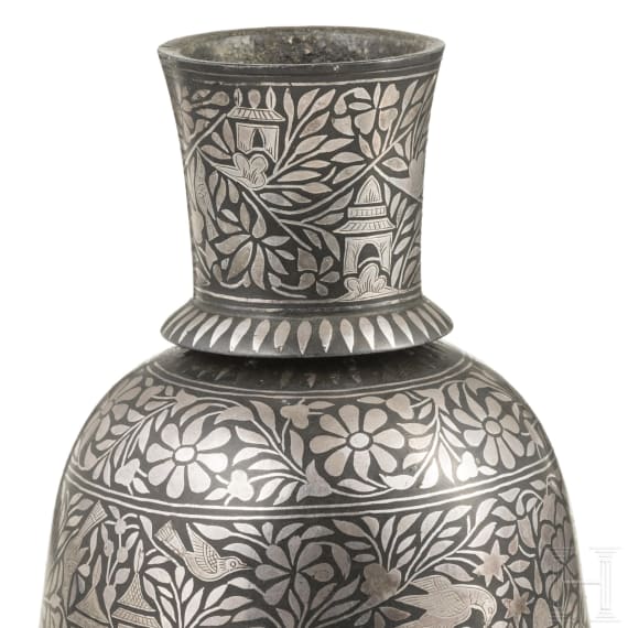 An Indian silver-inlaid Bidriware Hookah-base pot, 2nd half of the 19th century