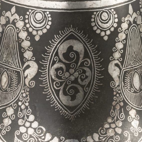 An Indian silver-Inlaid Bidriware Hookah-base pot, late 19th century