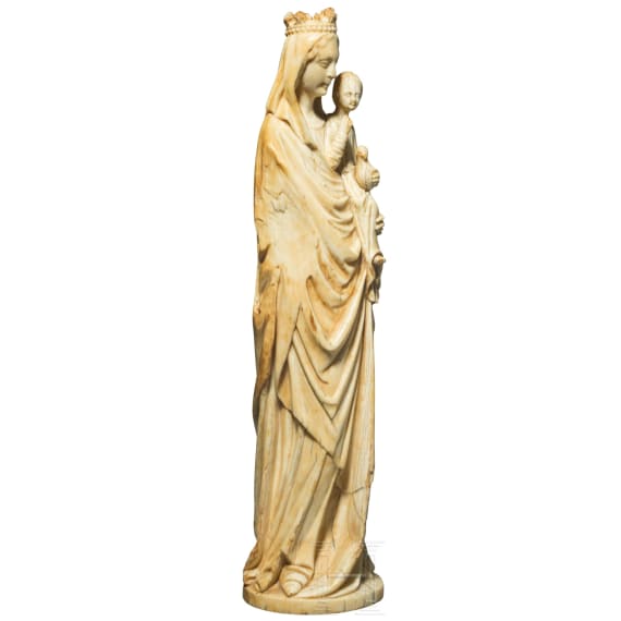 Elfenbeinfigur der Maria mit dem Christusknaben, deutsch, um 1500