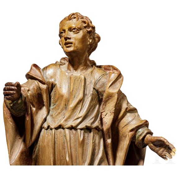 Geschnitzte Figur des Hl. Johannes, süddeutsch, 18. Jhdt.