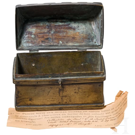 A French bronze "christmatorium" box, 14th century