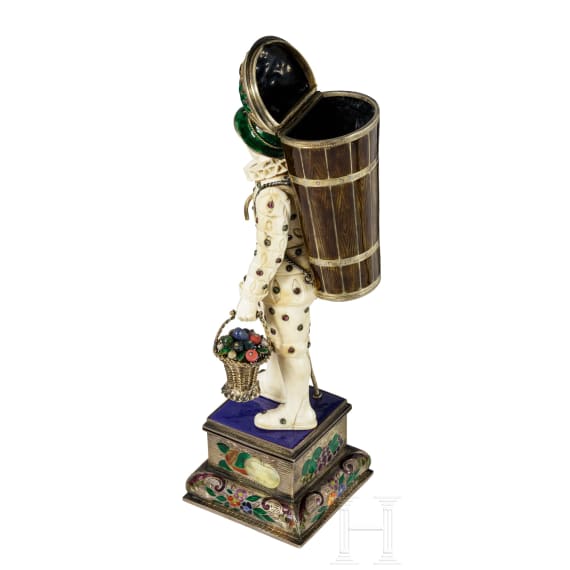A German or Austrian ivory, silver and enamel figure, 19th century