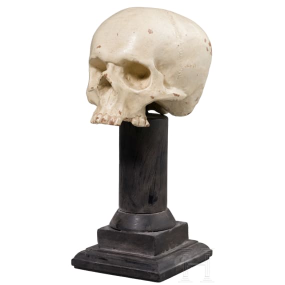 A German wooden memento mori skull, 17th/18th century