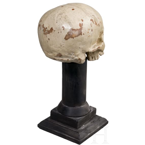 A German wooden memento mori skull, 17th/18th century