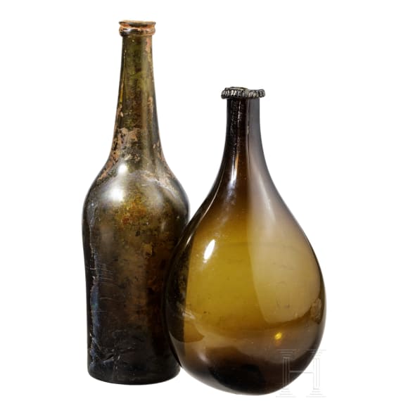 Two mineral water bottles, one Belgian, 18th century, one German, early 19th century