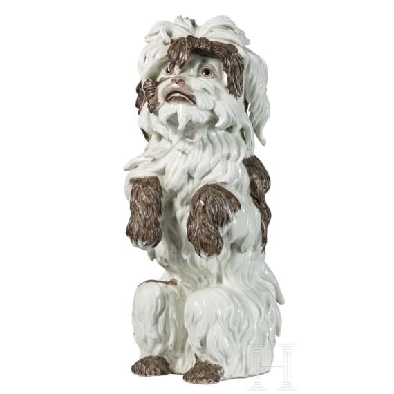 A porcelain Bolognese dog, J. J. Kaendler, circa 1768-70 (design), Meissen, 20th century (finish)