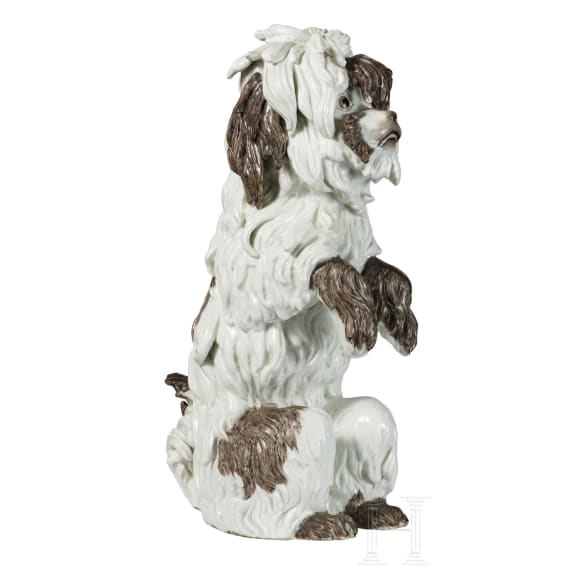 A porcelain Bolognese dog, J. J. Kaendler, circa 1768-70 (design), Meissen, 20th century (finish)