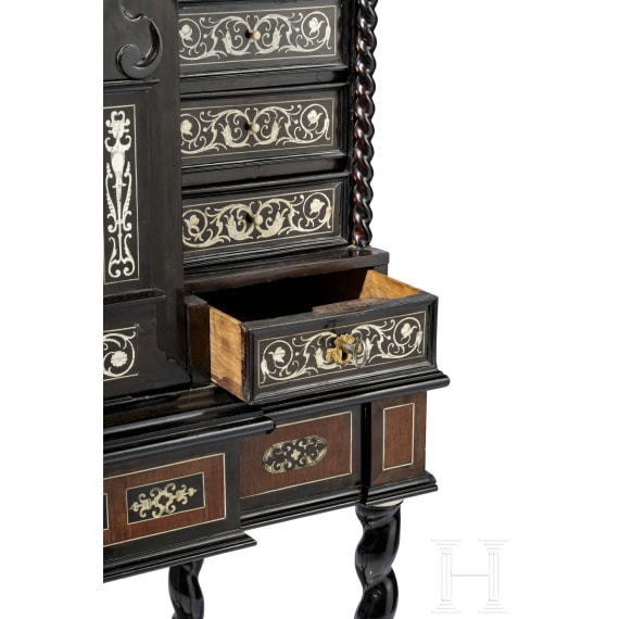 A bone-inlaid North Italian cabinet case, 1st half of the 17th century