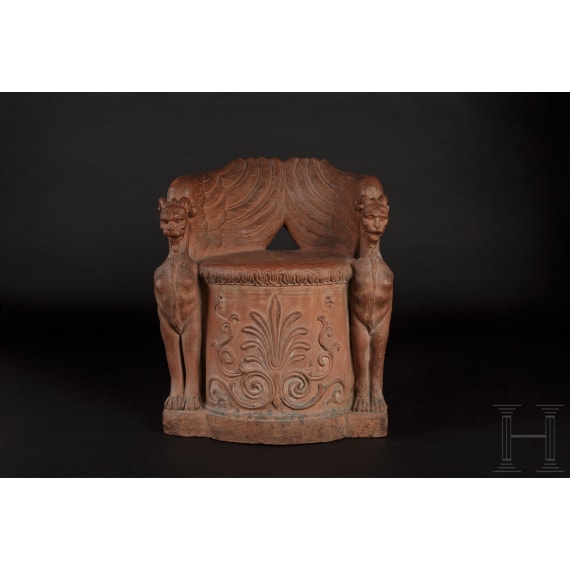A rare original neoclassical terracotta-seat, Florence, circa 1800