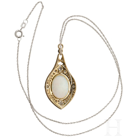 An opal and diamond necklace